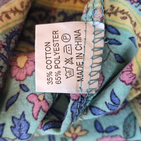 XXS/XS R. Vivimos Turquoise Floral Long Sleeve Tassel Detail Midi/Maxi Dress - Picture 8 of 9